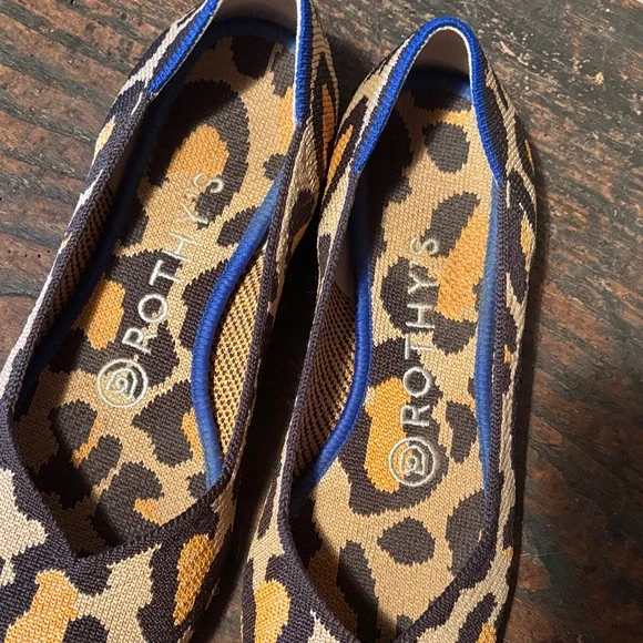 Rothy's Brown and Blue Leopard Flats - Picture 2 of 5